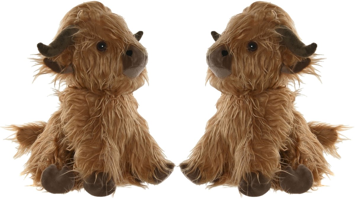 ITEM Deurstopper Schotse hooglander koe - 2x - 1,5 kilo - lichtbruin - 29 x 23 x 29 cm - kinderkamer / babykamer
