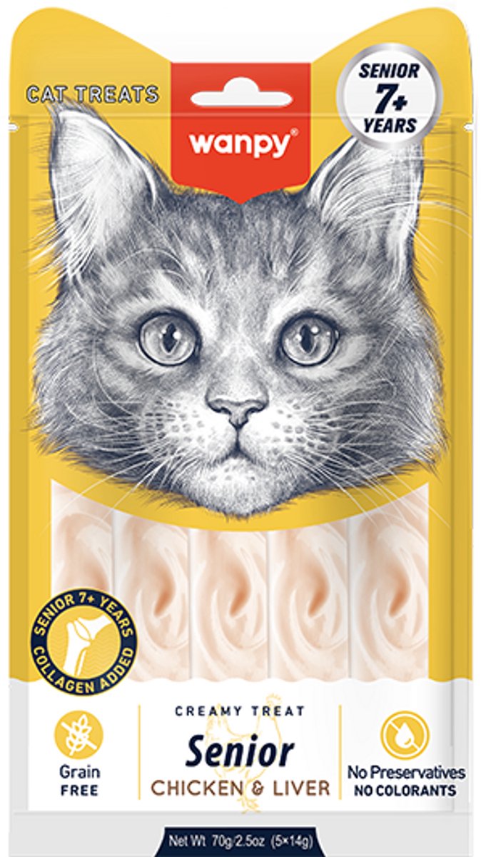 Wanpy - likbare snack - Senior - 7+ - Kip & Lever - 3x 5 stuks