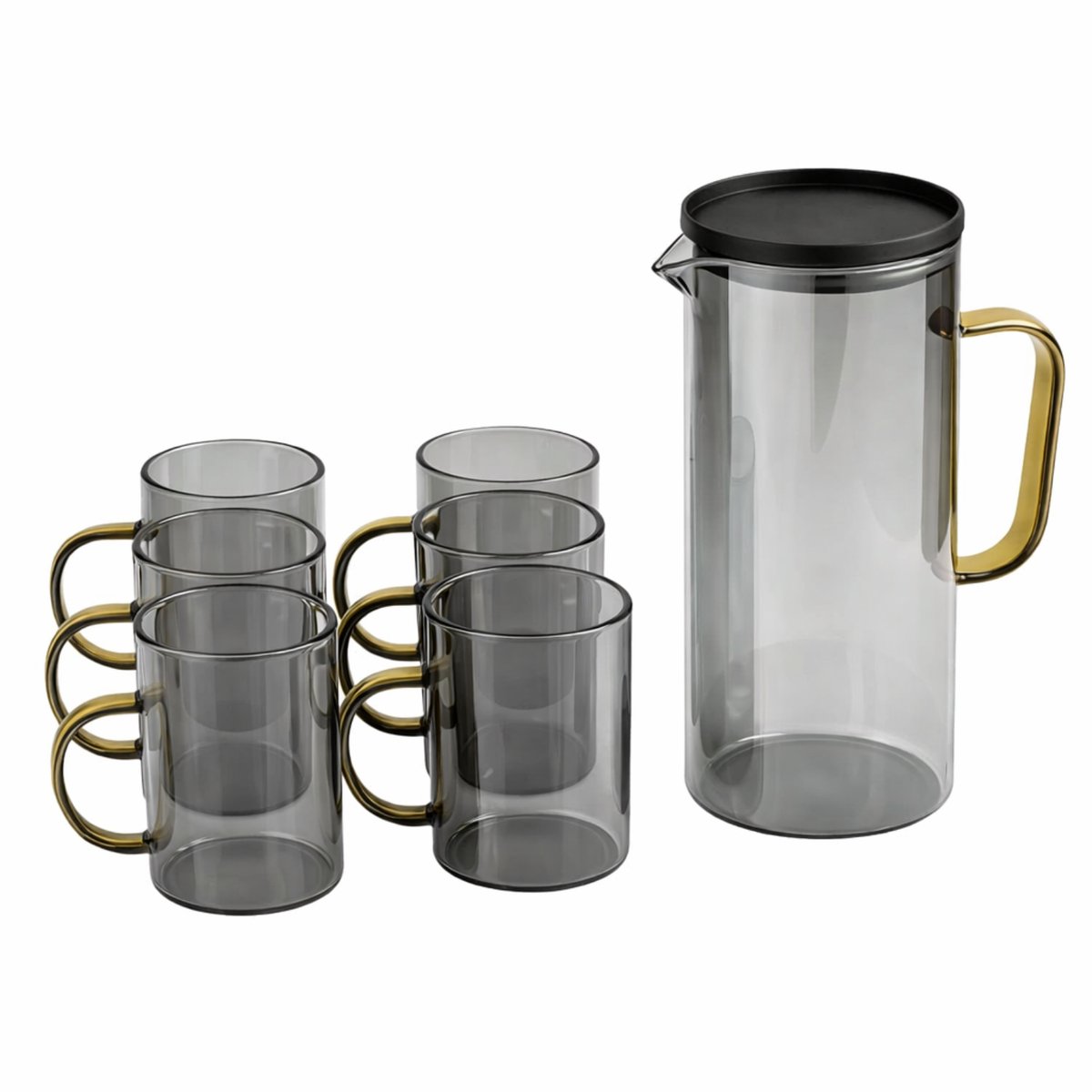 Waterkaraf met 6 Glazen Set – 1,3 Liter – Vaatwasserbestendig – Karaf met Glazen voor Water & Sap