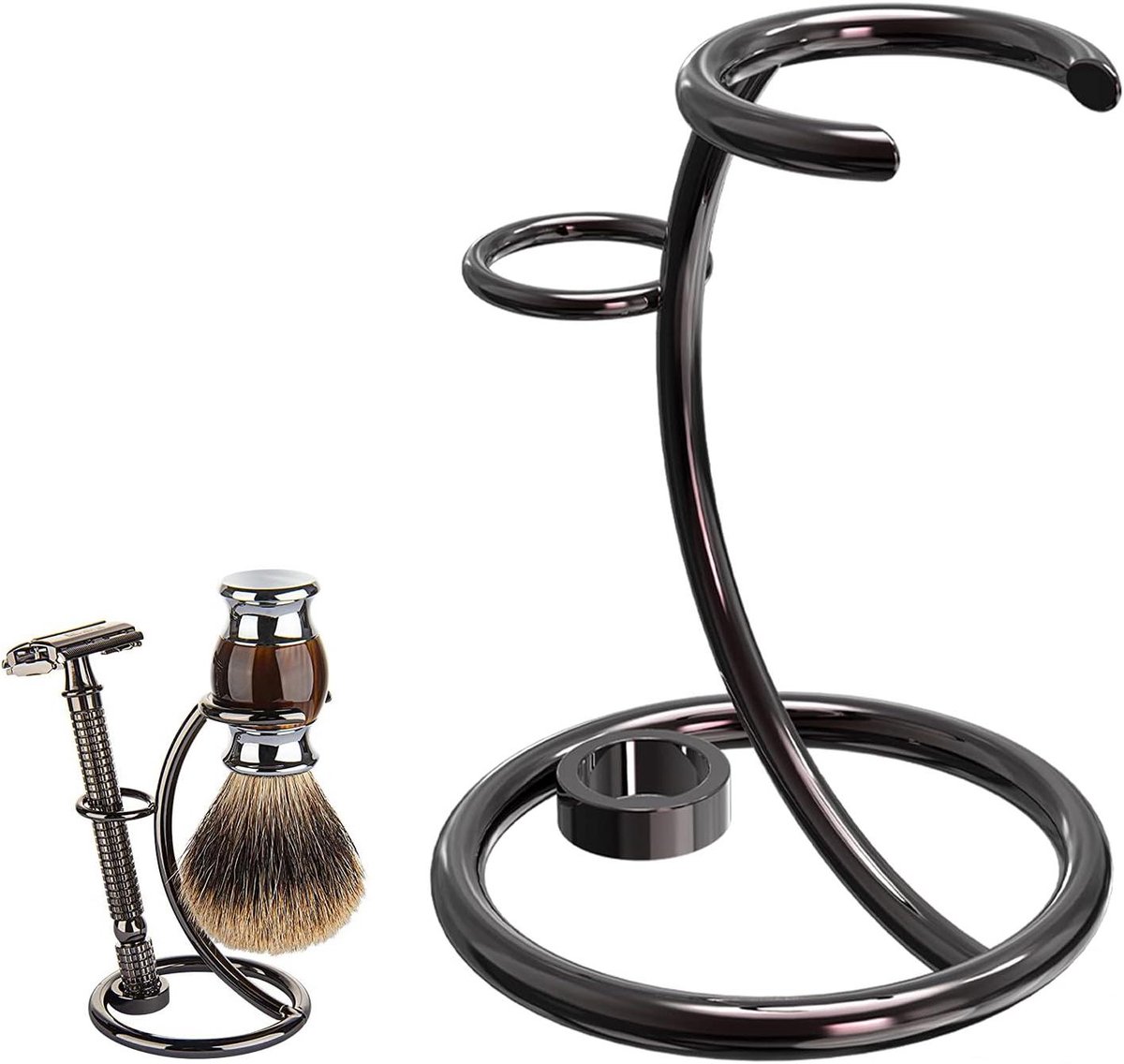 Allecto- Universele Scheermes Houder - Badkamer Accessoire - Geschikt voor Vikings Blade Chieftain - Keizer Augustus Scheermes (geborsteld nikkel) - Douche - Scheerborstel Stand - Veiligheid Scheermes Holder - Compatibel met.