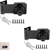2 stuks - sleutelbaar slot met hasp - veiligheidspakketslot met hasp - zwart deurscharnierslot met sleutels - voor kastdeuren, meubels, lades en lockers - niet van toepassing op glazen deuren - met schroeven - zwart - 93×30mm
