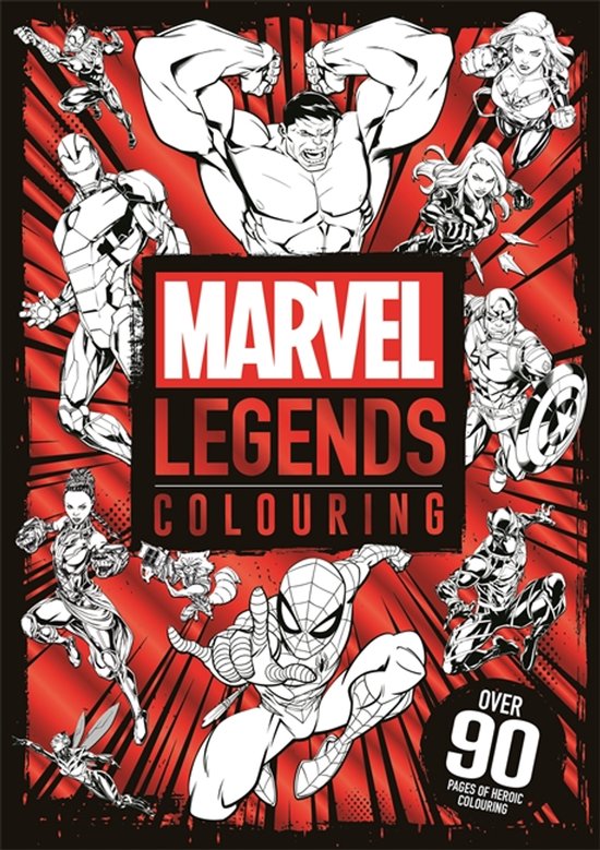 Marvel Legends Kleurboek met Hulk, Iron Man, Spiderman en meer. Bevat meer dan 90 pagina's met heroïsche kleurplaten.