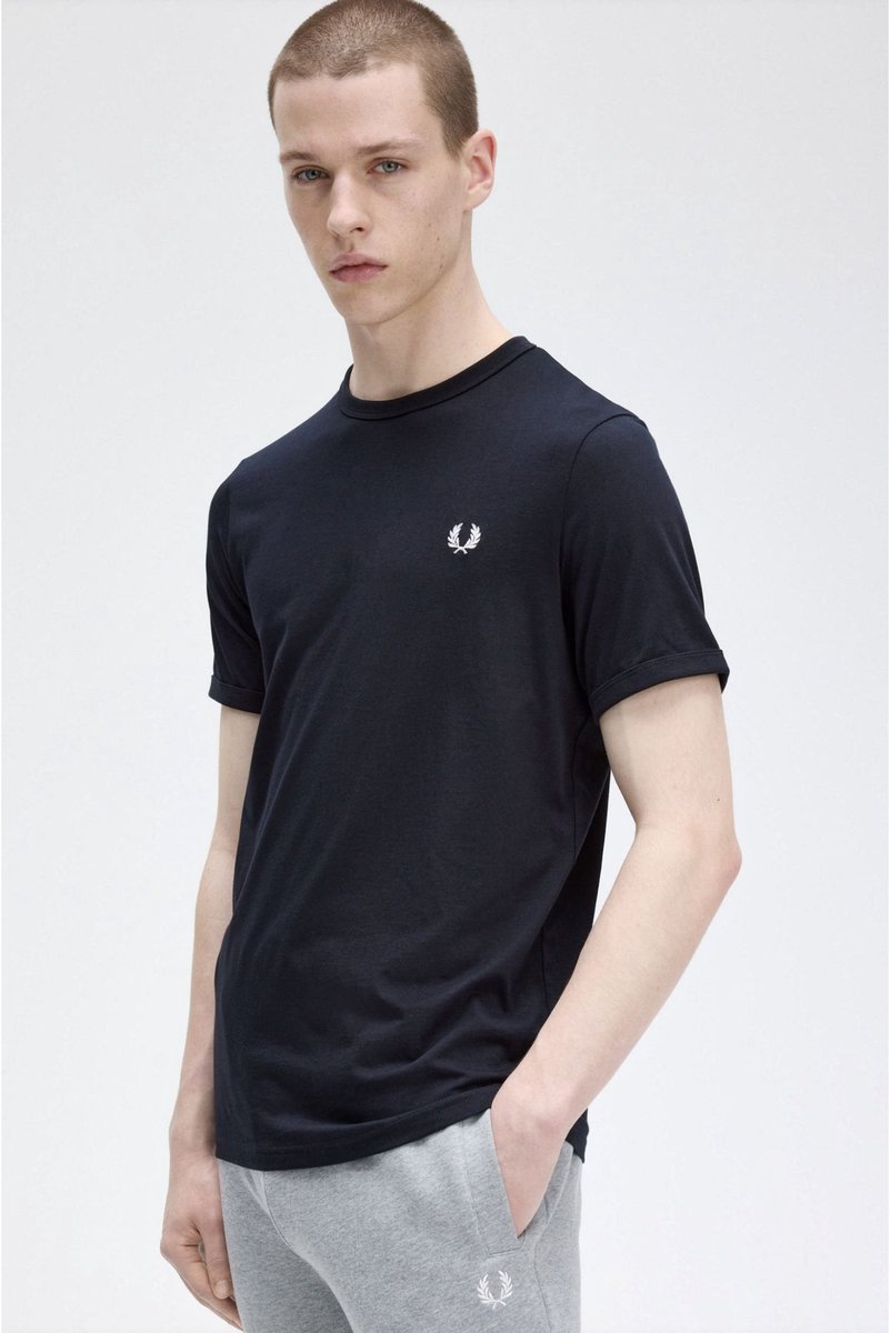 Fred Perry Ringer T-Shirt – Heren Casual T-shirts Blauw