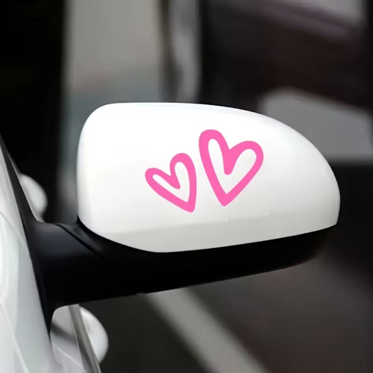 Auto Spiegel Sticker Hartje “Drive Safe” – Roze – 2 Stuks – Waterdicht – Lief Cadeau voor Hem & Haar – Auto, Scooter, Laptop Decoratie