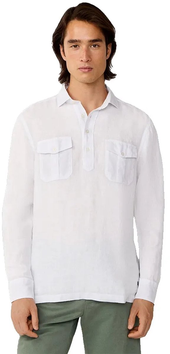 Hackett Heritage Linen Overhemd Met Lange Mouwen Wit M Man