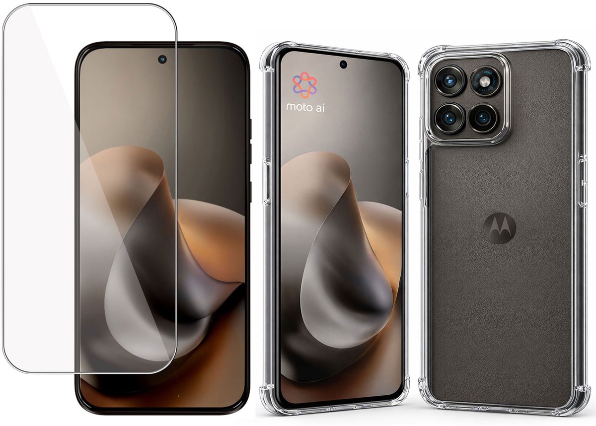 Proteq Hoesje + Screenprotector geschikt voor Motorola Moto G67 – Gehard Glas – Extreme Shockproof Case – Transparant