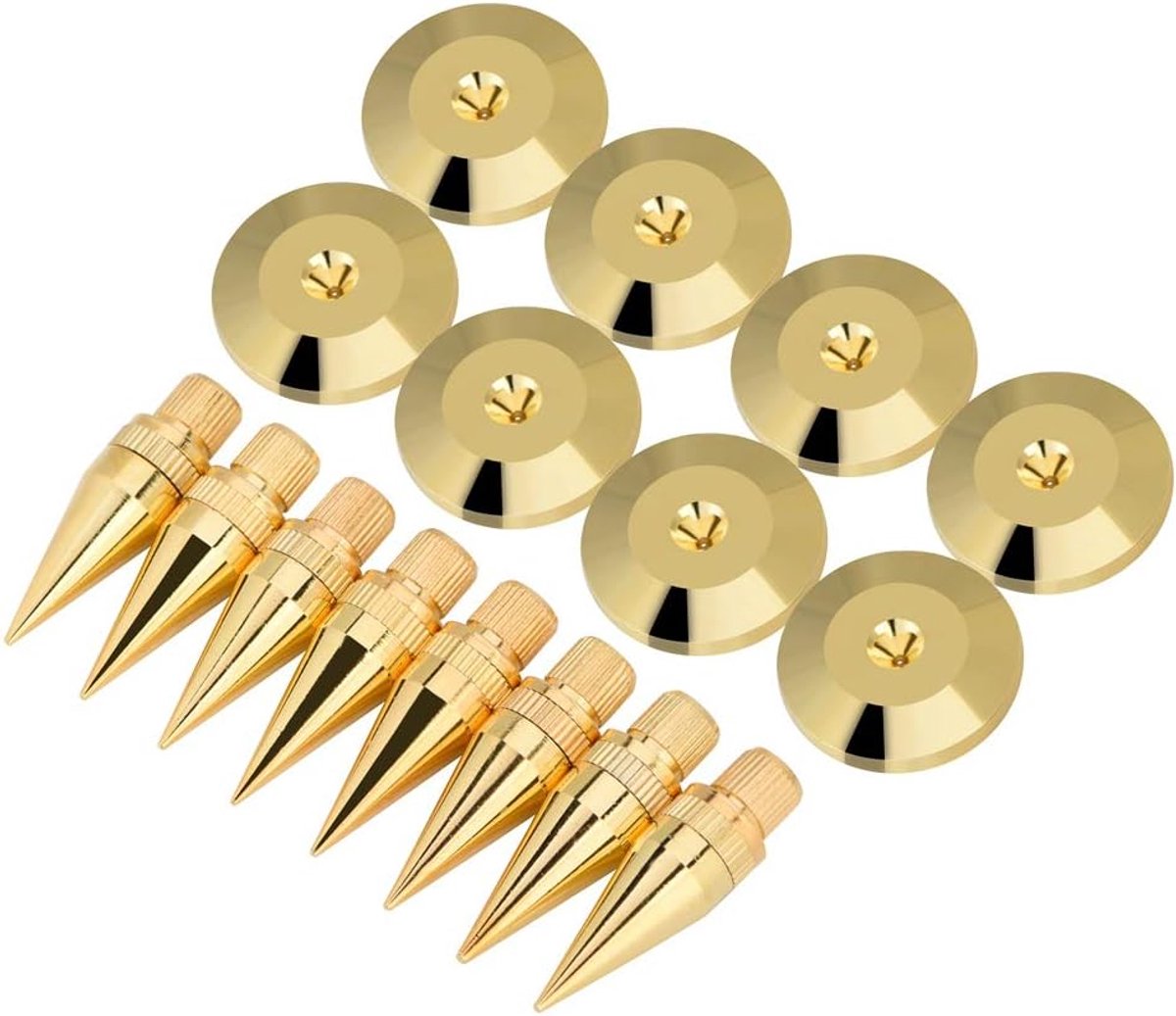 Luidspreker Isolatie - Spikes en Voetmatten - Geluid Verbeteren - Koperen Constructie - 8 Paar - Goudkleurig