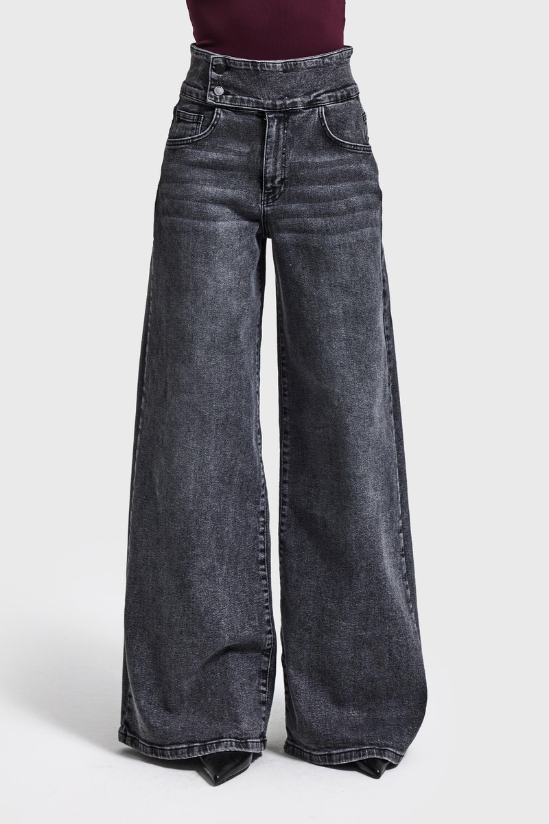 It's Basic - Palazzo Mid Rise Jeans - Stone