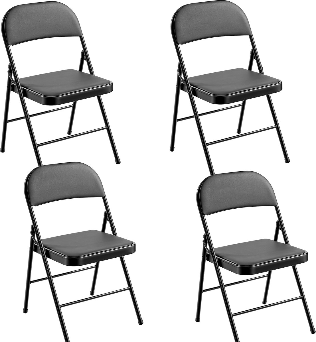 xDays Klapstoelen - Set van 4 – Opvouwbare Stoelen – Inklapbaar & Lichtgewicht – voor Binnen & Buiten – Eettafelstoel – Ruimtebesparend – Zwart