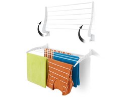 Premium Opklapbaar Wanddroogrek - RVS & Aluminium - 70x35 cm - Wit