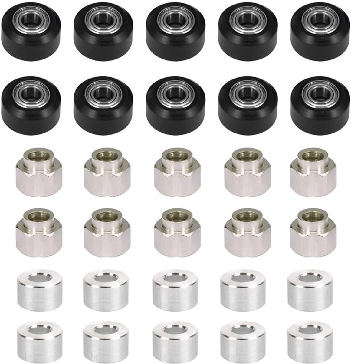 Kleine Katrol Wielen - 3D Printer Onderdelen - V-Slot Beweging - Dubbel Lager - 15.5mm Diameter - Zwart