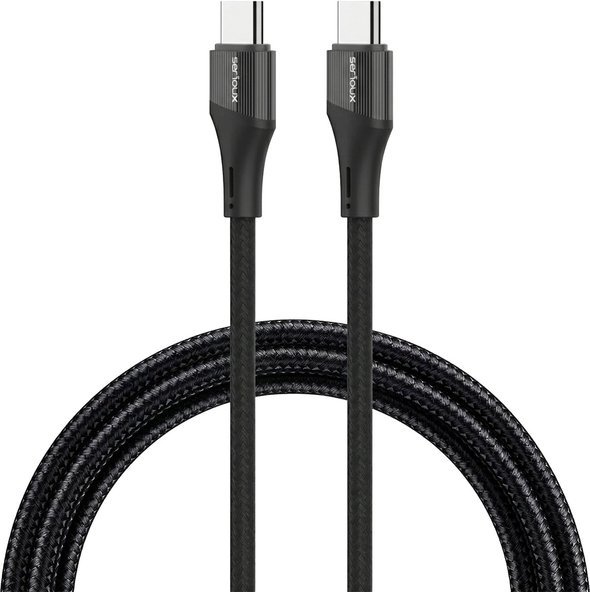 Serioux USB-C naar USB-C Kabel 1 m – 100 W – Dataoverdracht & Opladen – Universeel – Zwart