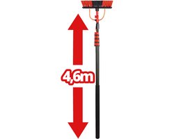 Telescopische Wasborstel XXL Uitschuifbare Waterborstel tot 4.6 Meter - 5-Delige Telescoopsteel inclusief Zeepdispenser & Softgrip - Gevels & Dakpannen - SHINE