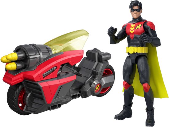 DC Premier Robin Figuur en Motorfiets van 16,5 cm met Projectiellancering