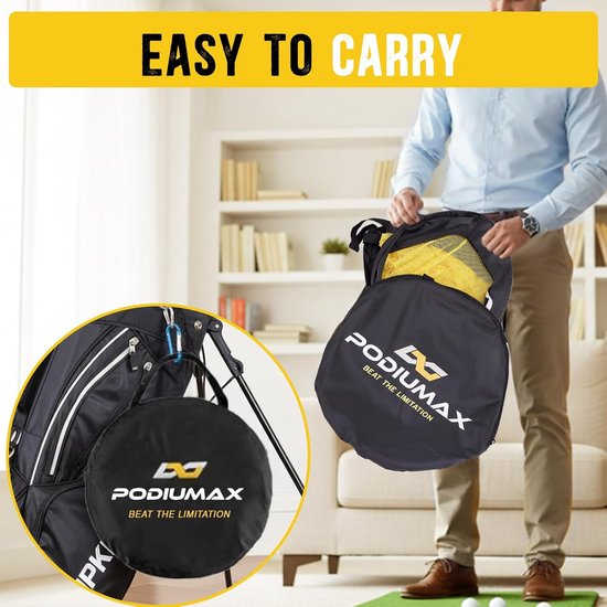 Podiumax Golf Chipping Net - Pop-up Oefennet voor Golf - Incl. Draagtas & Grondpennen - Golf Training Aid voor Binnen en Buiten - Geel/Zwart van Merkloos — afbeelding 4