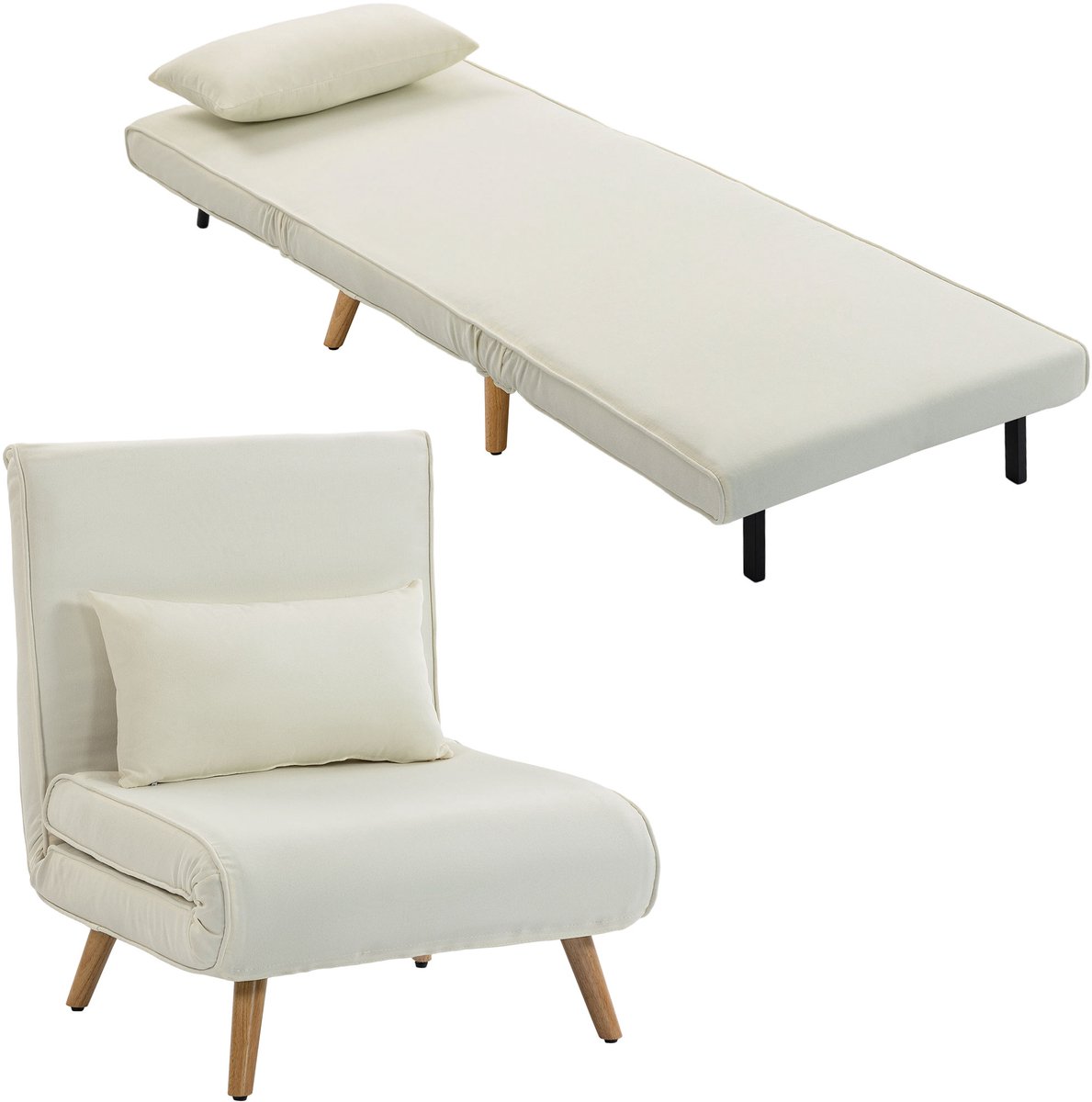 HOMCOM Stoelbeddengoed (100% polyester) - 72x75x85cm - Crème