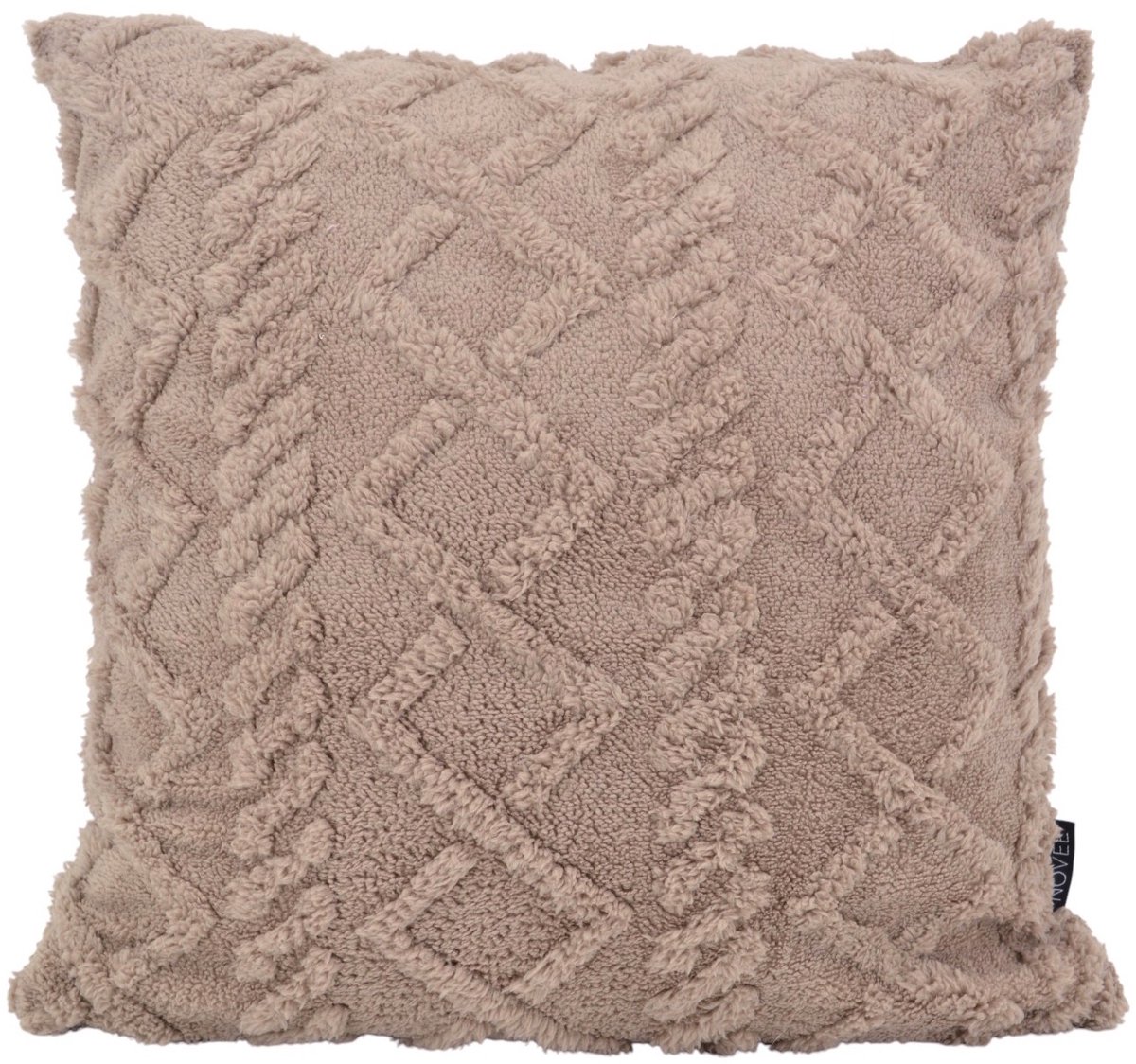 NOVÉE Sierkussen Furry Cross Taupe | 45 x 45 cm | Polyester