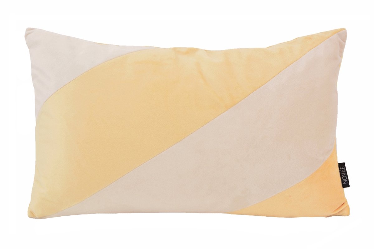 NOVÉE Sierkussen Velvet Swirl Geel/Crème | 30 x 50 cm | Fluweel/Polyester geel/creme