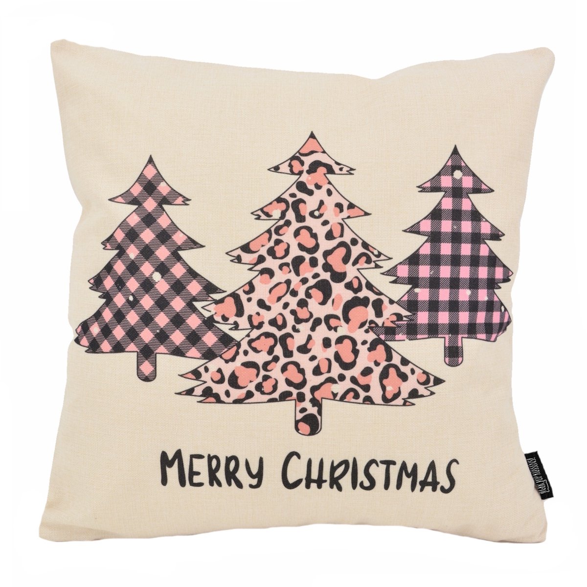 Gek op Kussens! Sierkussen Merry Christmas - Pink #4 | 45 x 45 cm | Katoen/Linnen Roze
