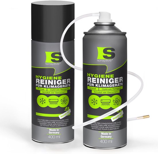 Spraytive 2x 400ml airco reiniger airco spray geurverwijderaar voor auto en huis reinigt ventilatie zonder demontage met slang