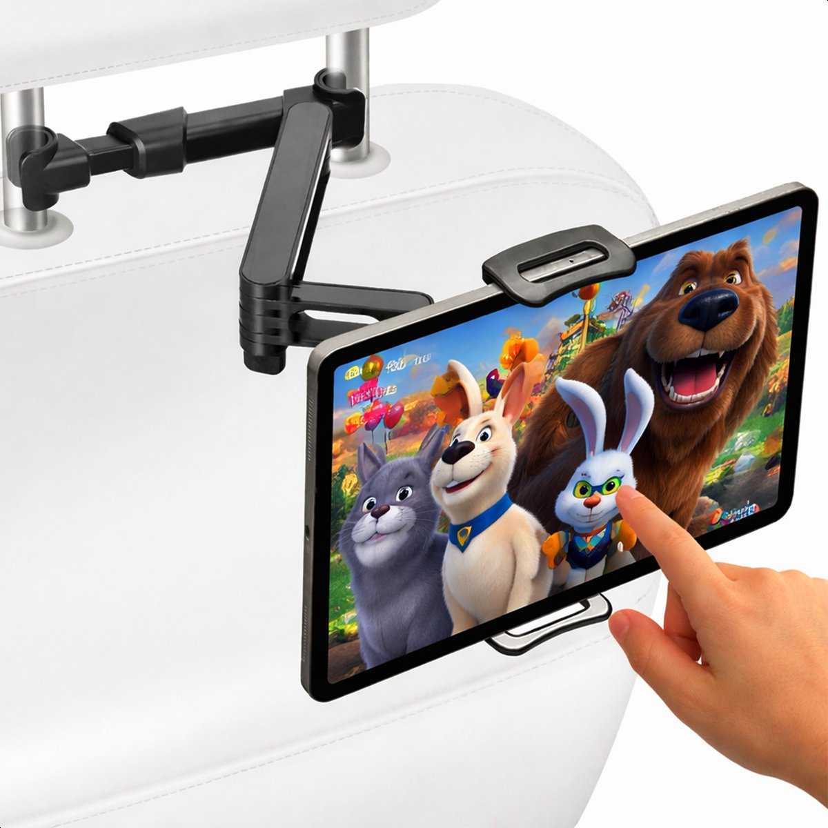 Luft Tablet Houder voor hoofdsteun auto - Geschikt voor o.a. iPad en Telefoon - Tot 18 inch - Universeel - Auto Accessoires - Zwart - Telefoon houder auto