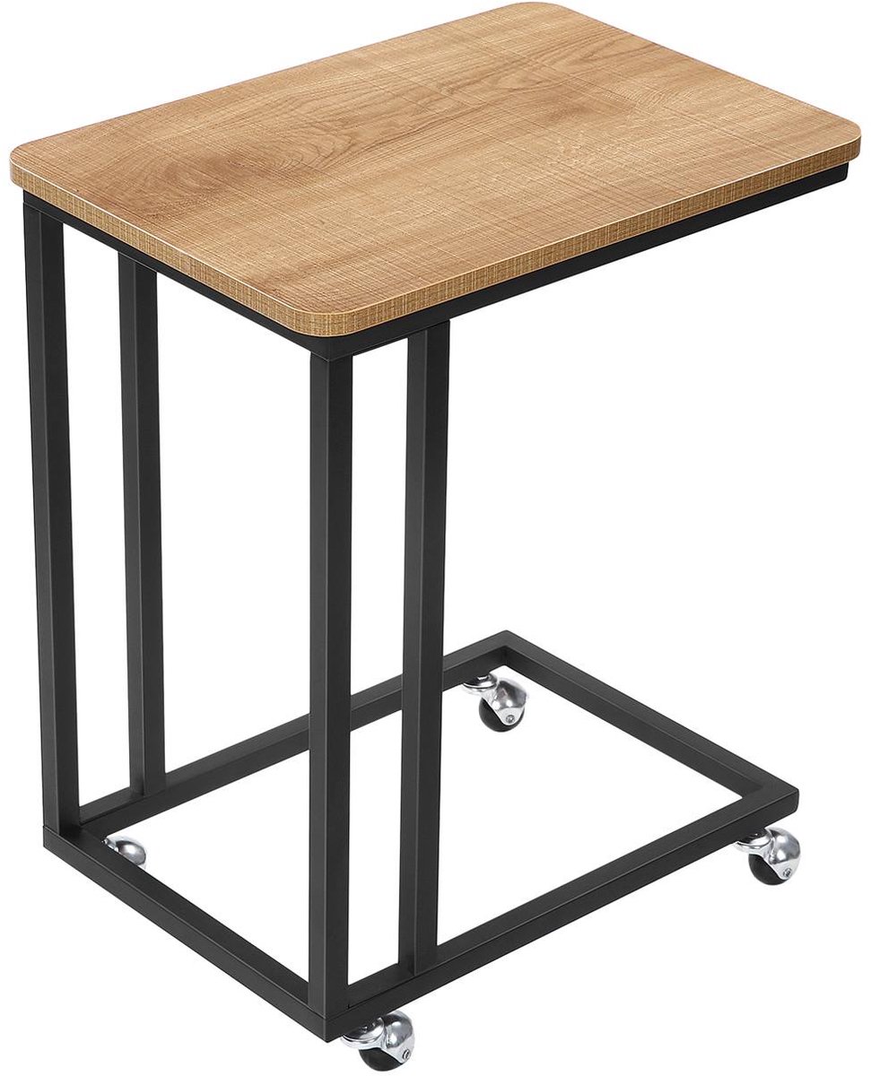 BEGRYF Bijzettafel - Honingkleur - C-vorm - 55x35x60 cm - Met Wielen of Stelpoten - Industrieel Design