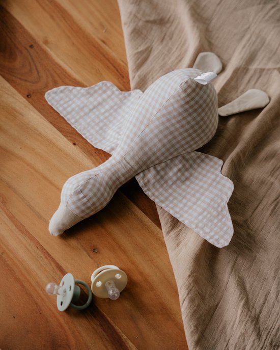 Little Livo Handgemaakte Knuffelgans - 28x36 cm - Ruitjespatroon - 100% Katoen met Zachte Fleece Vulling van Merkloos — afbeelding 2