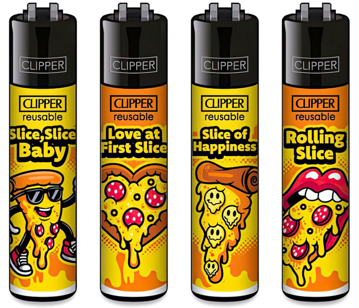 Clipper Classic Large Aanstekers “Pizza #2” (4 Stuks)