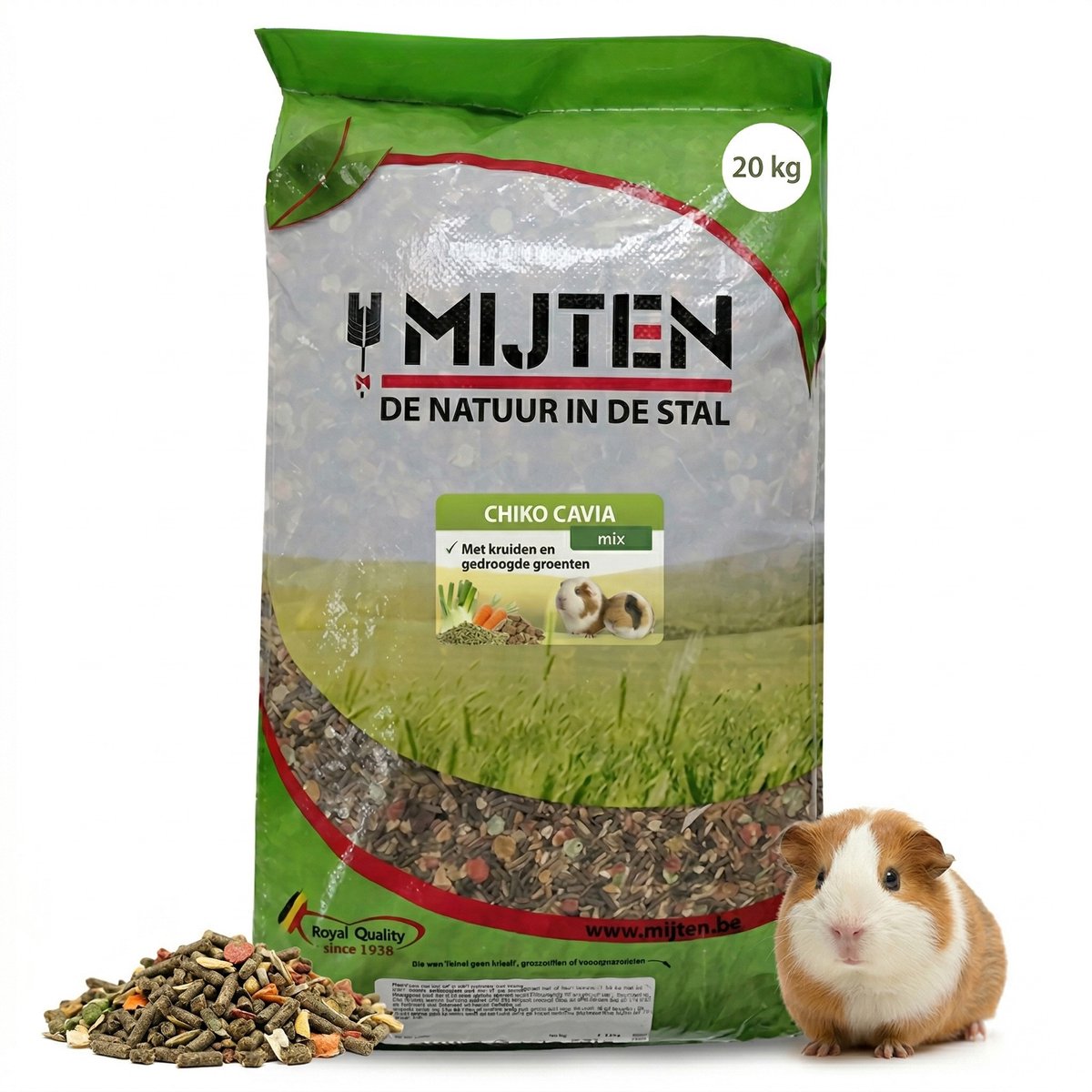 Mijten Caviavoer - Volledig Knaagdierenvoer - Caviakorrel met Vitamine C - Complete Voeding Cavia's - Natuurlijk - 15kg