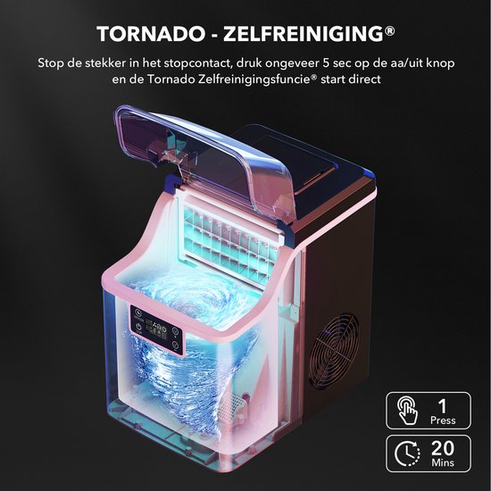 Bardi 3,2L Deluxe IJsblokjesmachine - Vierkante IJsblokmaker - LCD Display - 20Kg/24 uur. inclusief Thermosbeker en IJsschep - ZWART van Merkloos — afbeelding 5