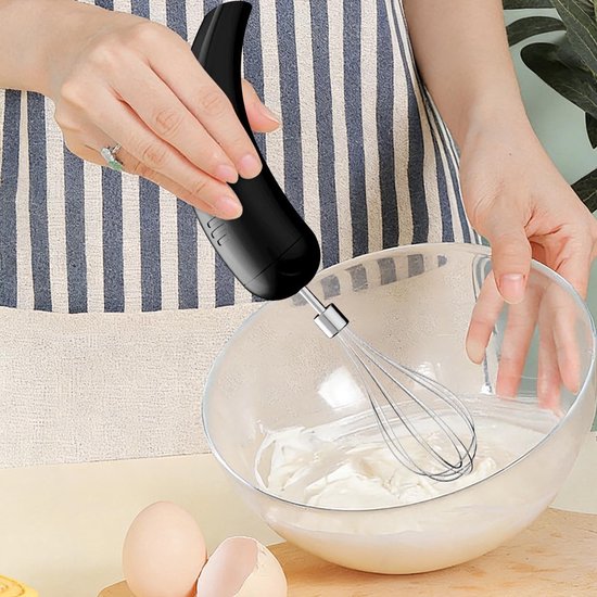 Draadloos oplaadbare handmixer, draagbare elektrische garde (met 5 snelheidsstanden), krachtige mixer Geschikt voor het bakken van taarten, crèmes en desserts, een must-have Geschikt voor thuiskoken en doe-het-zelfkeukens (zwart). van Merkloos — afbeelding 4