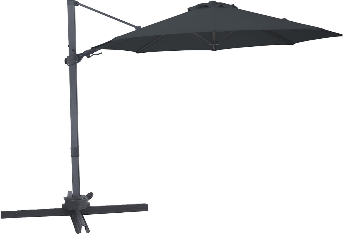 AXI Solis Zweefparasol Ø 300cm Antraciet/grijs incl. Hoes – Gepoedercoat frame met kruisvoet – 360° Draaibaar - Kantelbaar