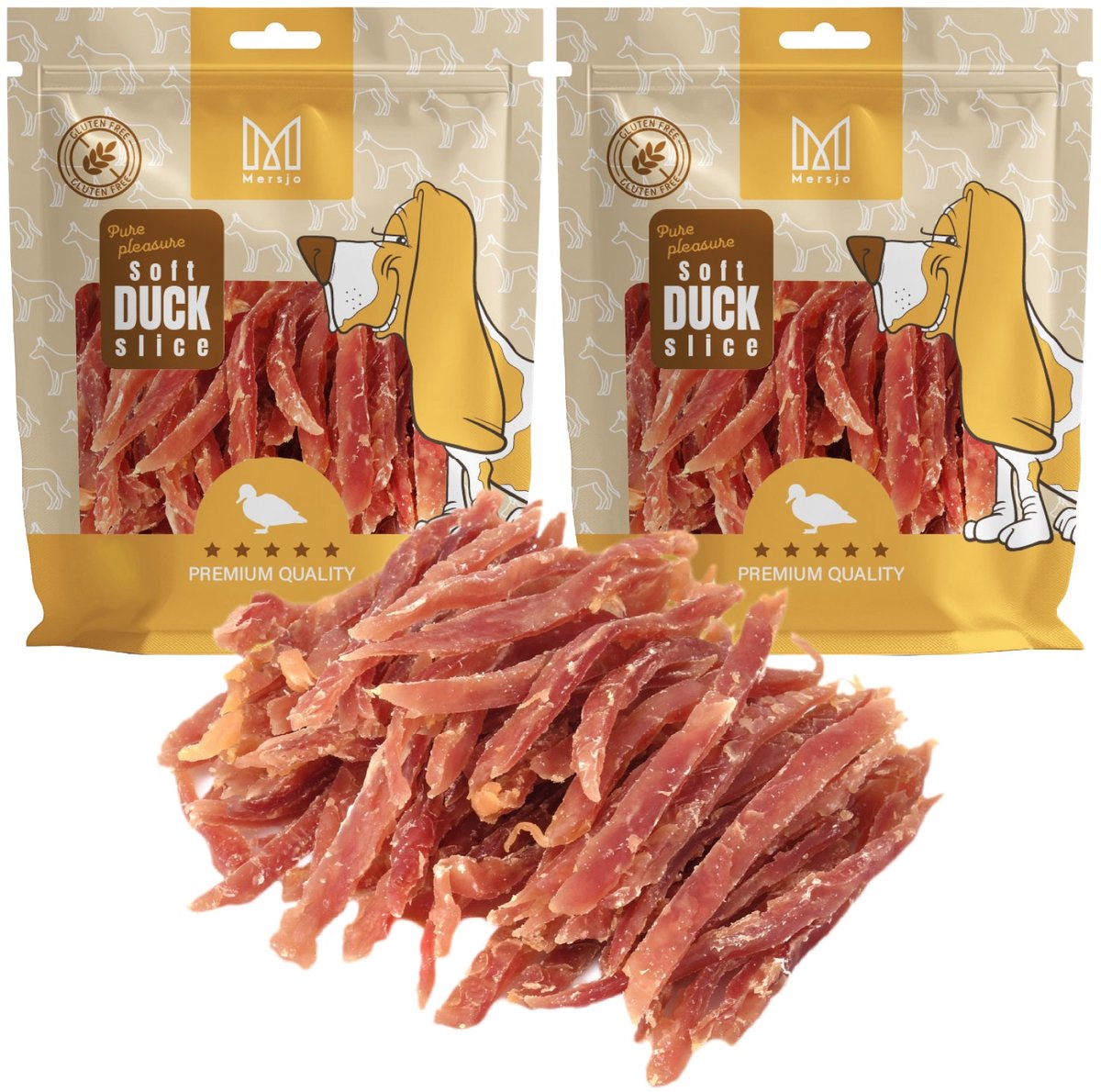 Mersjo - Hondensnack - Zachte Stroken met Eend - 1kg