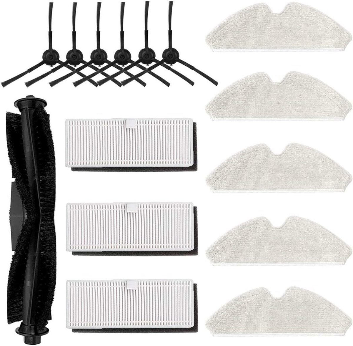 Set van 15 rolborstels, filter- en dweilpads geschikt voor de Proscenic M7 Pro stofzuiger