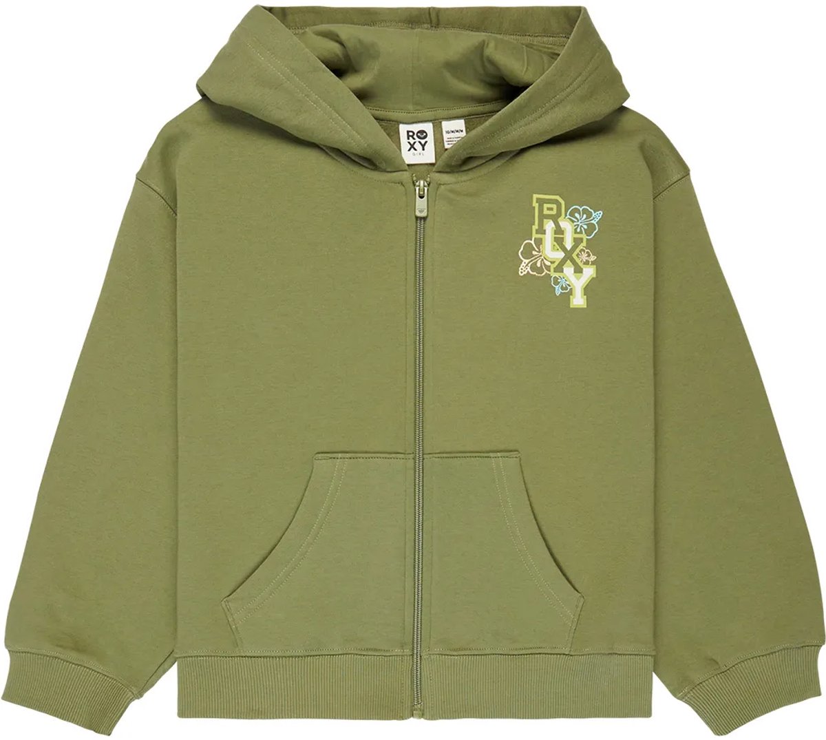 Roxy Midnight Hike Bruhsed Rg Sweatshirt Met Rits 12 Years Meisje Groen