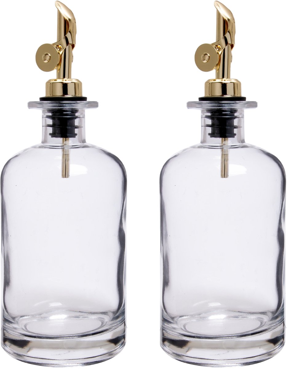 Olijfolie Fles Navulbaar - Glazen Oliefles met schenktuit 500 ML - Azijn stel - Olie Schenktuit - Olie Dispenser - 2 stuks