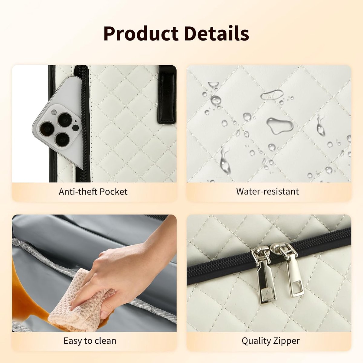 Lunchtas 2-in-1 - Luxe Luncher Werktas - handtas met geïsoleerde lunchkamer - 15,6 inch laptop - Tote Bag - Vrouwen Koeltas - waterdichte kantoortas met antidiefstalbeveiliging - voor werk, universiteit en reizen - wit - zwart — cadeau in Cadeau-ideeën - foto 7