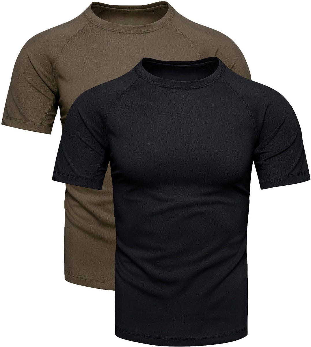 Recea - Sportshirt - Khaki en Zwart - Raglanmouwen - Sneldrogend