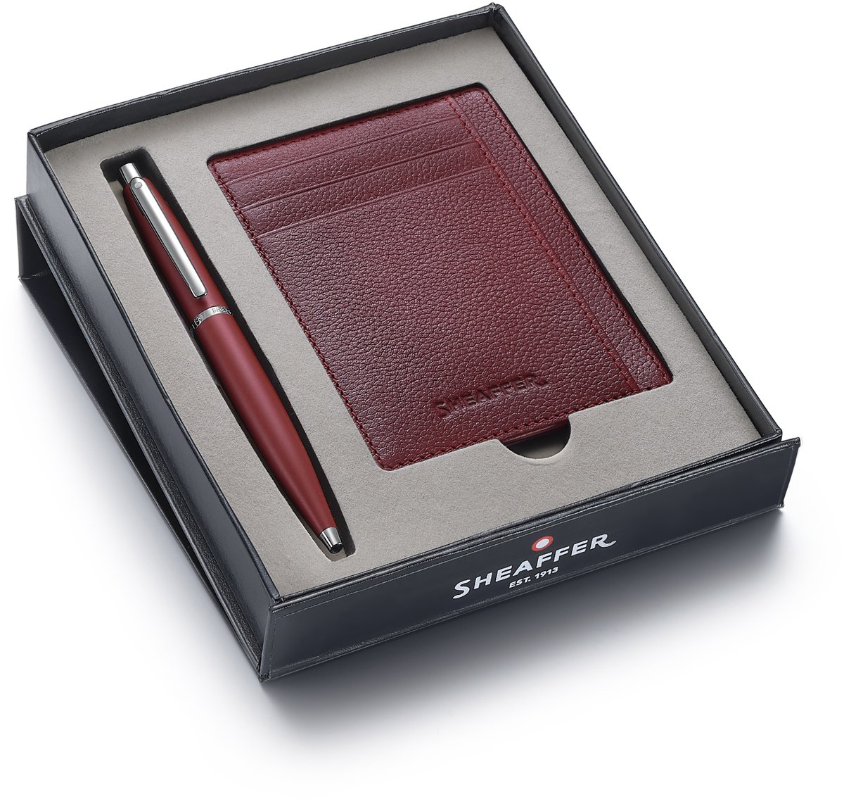 Sheaffer Balpen Giftset - VFM 9403 - Excessive red chrome plated - met creditcardhouder scarlet blaze - SF-G2940351-2