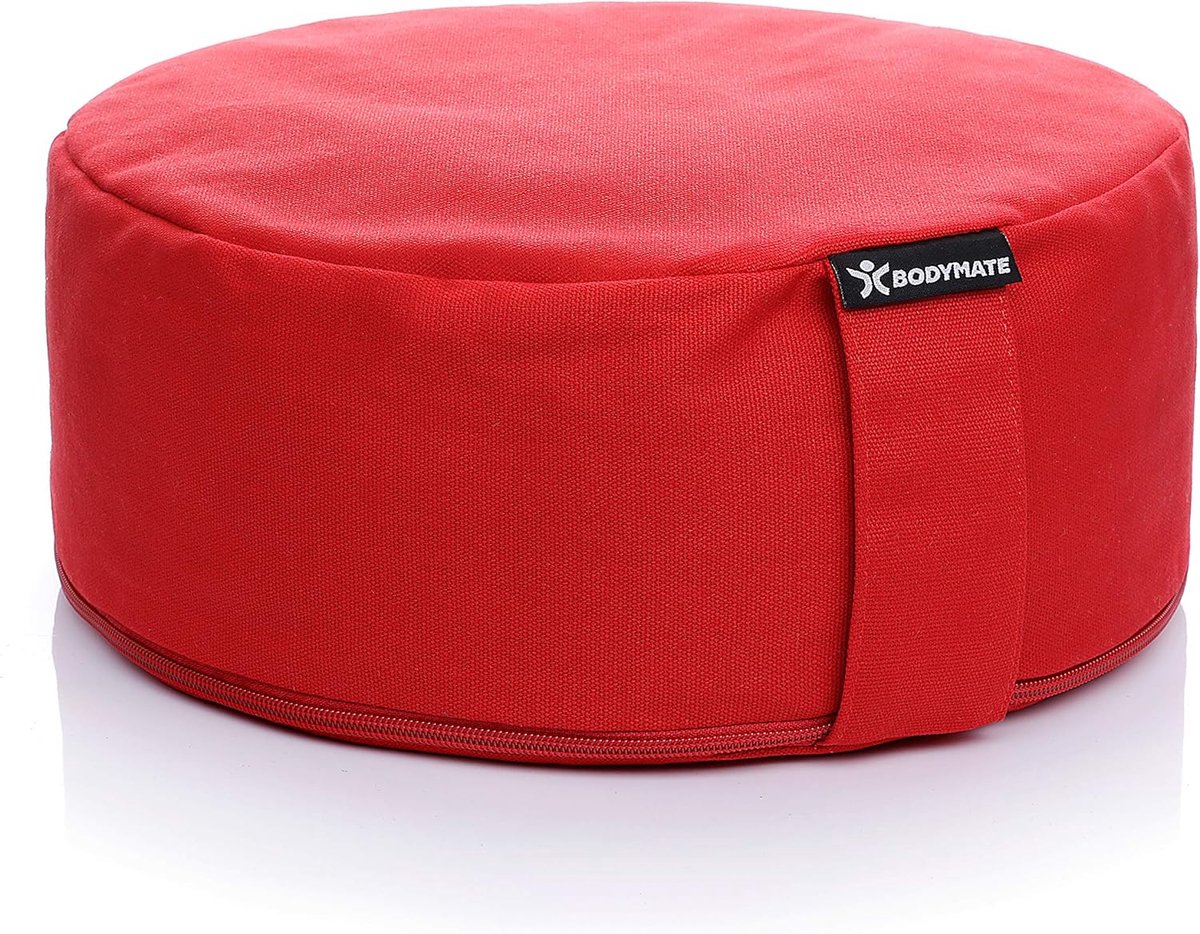 Rond Yogakussen - Meditatiekussen Zitkussen - Ontspannen Zitten - Natuurlijke Vulling - 31 x 13 cm - Donkerrood