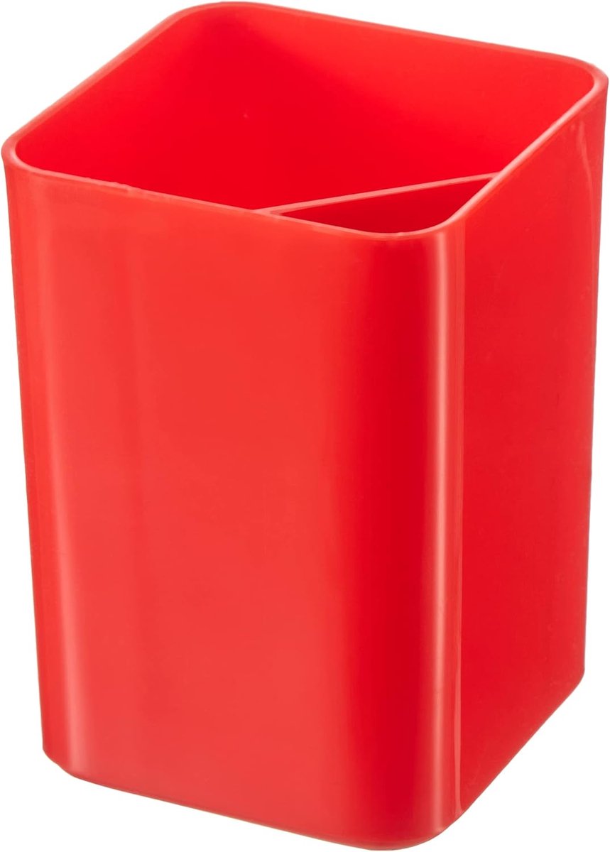 Bureau Organizer - Penhouder Kubus - Bureau Opruimen - Twee Vakken - 12cm Lengte - Rood