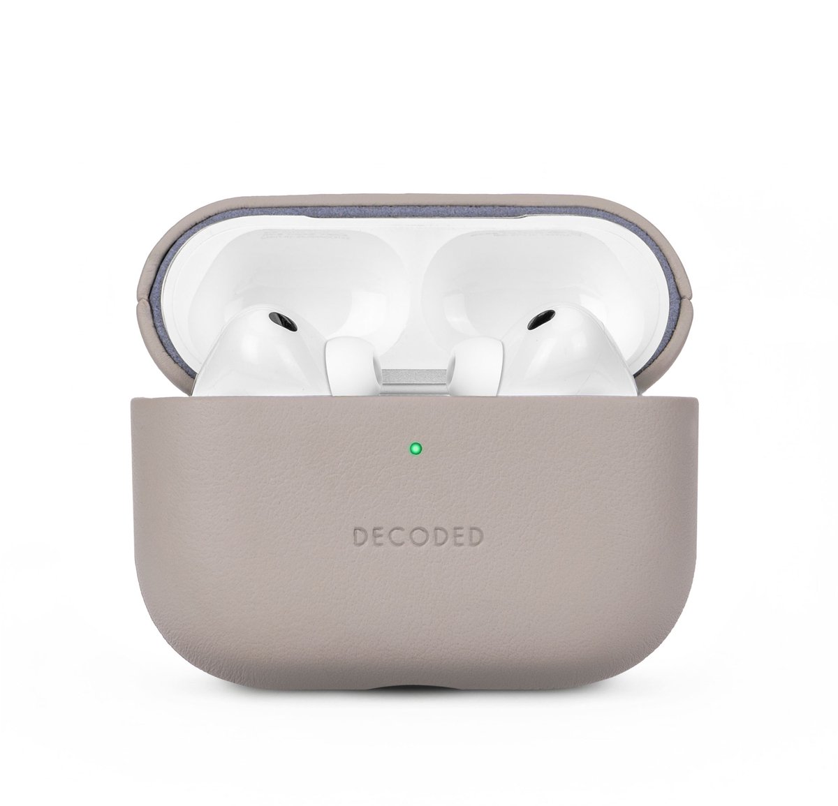 DECODED Leren Hoesje voor AirPods Pro 3 - Airpods Pro 3 Case - Premium ECCO-leer - Geschikt voor Magsafe - Draadloos Oplaadbaar - Indicatie Lampje - Krasbestendig - Beige