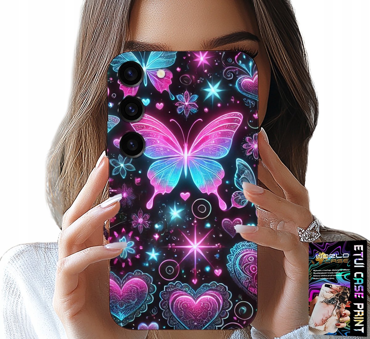 HOESJE VOOR SAMSUNG GALAXY S23 - KLEURRIJK VLINDER-HARTMODEL