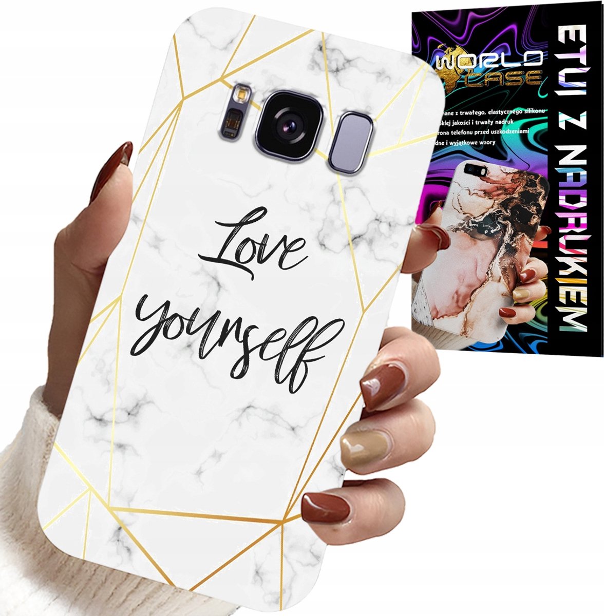 HOESJE VOOR SAMSUNG GALAXY S8 - WIT MARMER MET GOUDEN FRAME LOVE YOU