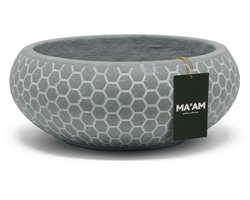 MA'AM Pottery Mila plantenschaal D31xH14 - groen - Meadow Green design schaal - Moderne plantenbak rond laag - Buiten / Binnen