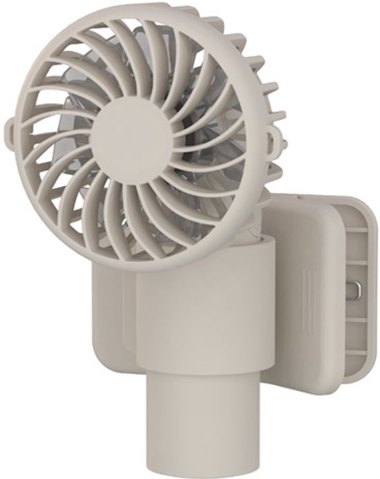 Draagbare mini ventilator lichtbruin 3 standen 7 bladen clipventilator handventilator nekventilator compact