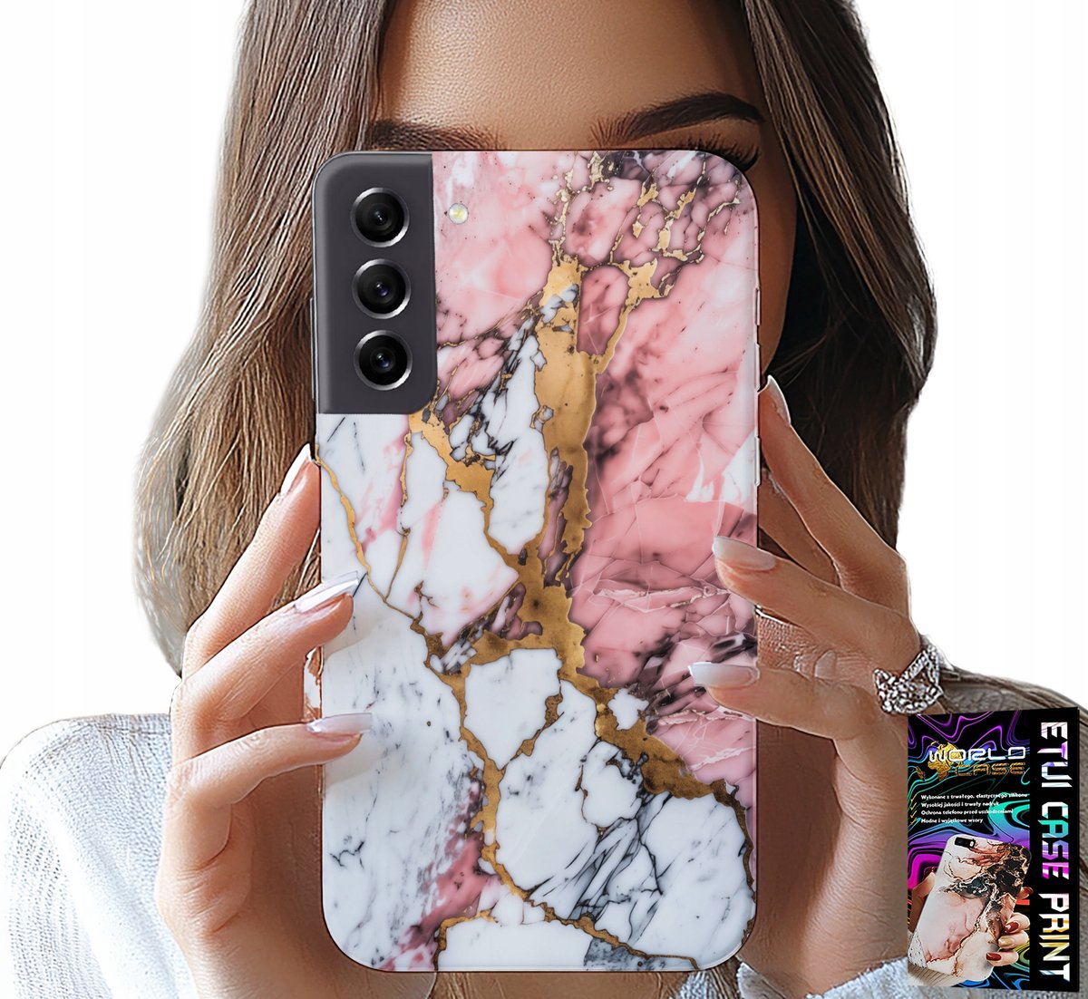 HOESJE VOOR SAMSUNG GALAXY S22 - ROZE WIT MARMER, STEENPATROON