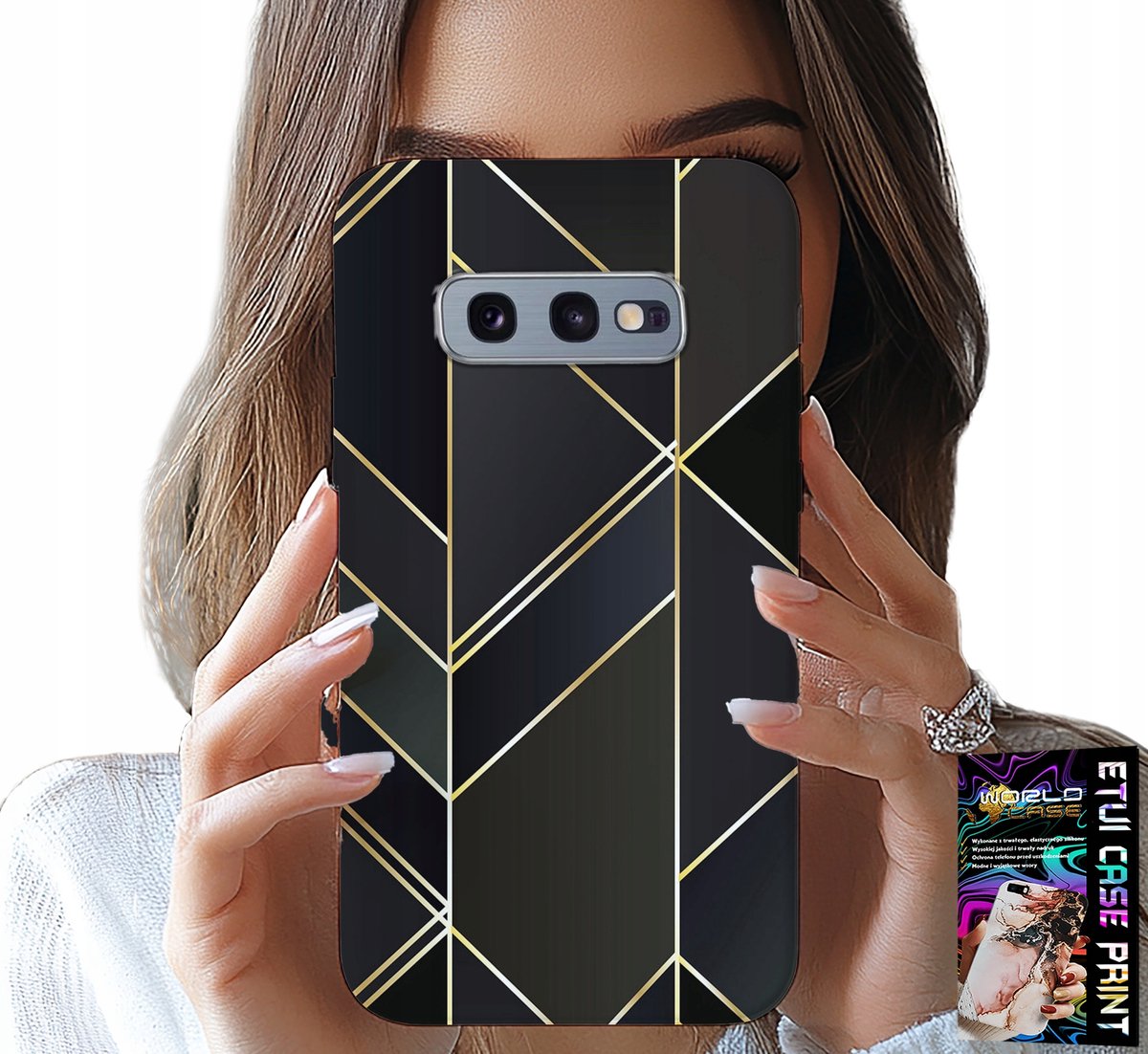 HOESJE VOOR SAMSUNG GALAXY S10E - GOUDEN FRAME, ELEGANTE PATRONEN + FOLIE