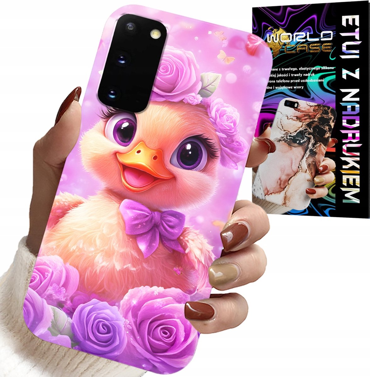 HOESJE VOOR SAMSUNG GALAXY S20 - SCHATTIG EENDJE OP EEN ROZE ACHTERGROND