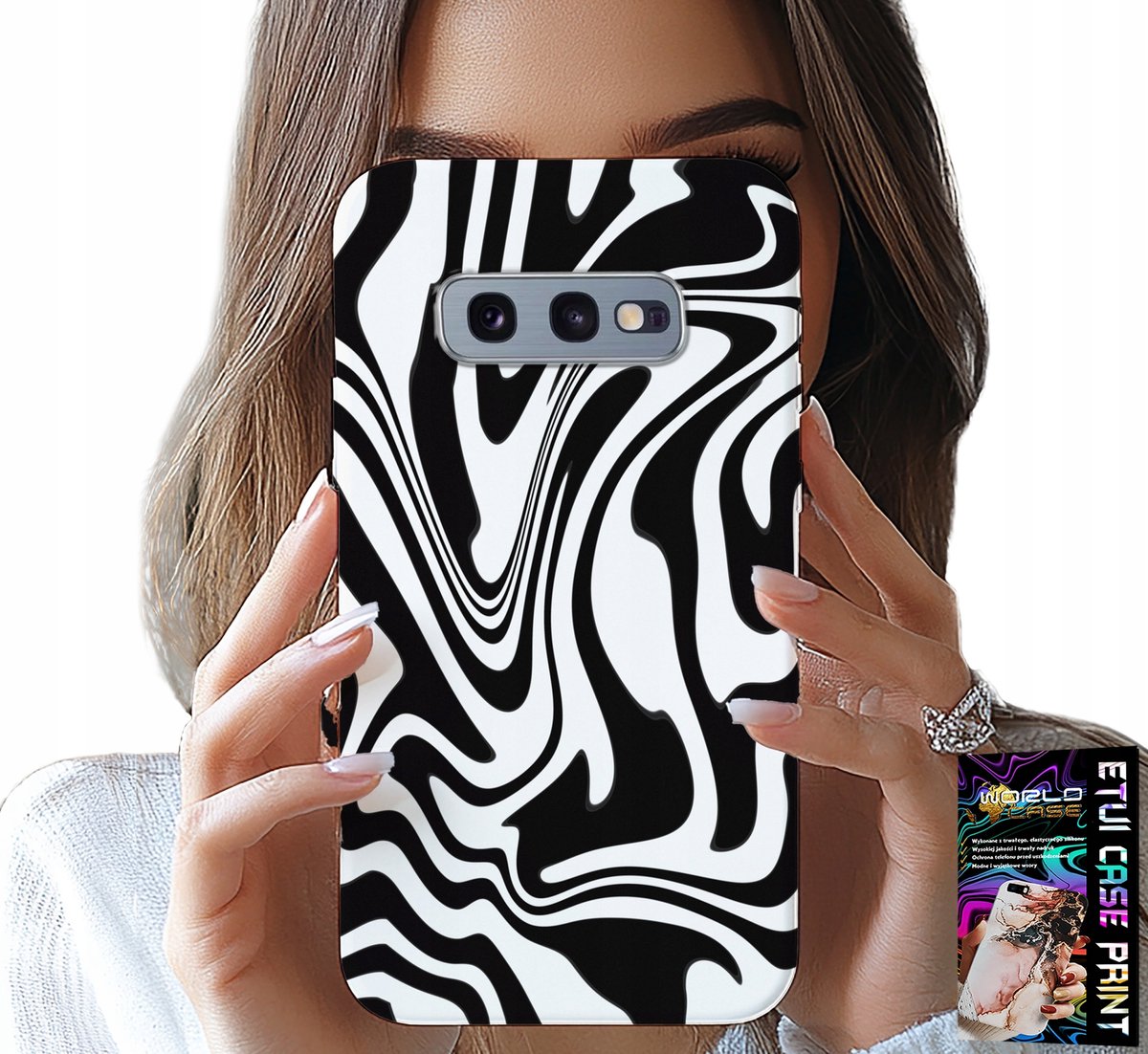HOESJE VOOR SAMSUNG GALAXY S10E - ZWART-WIT ABSTRACTIE + HYDR FILM